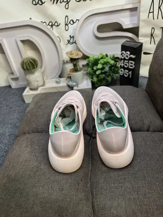 Adidas Beige Green Platform Sole Mesh Upper Chunky Sneakers