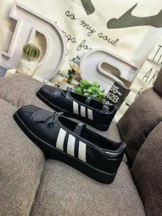 Adidas Black White Stripe Mary Jane Shoes