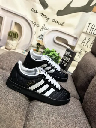 Adidas Black White Quilted Upper Three-Stripe Side Panel Lifestyle Sneakers