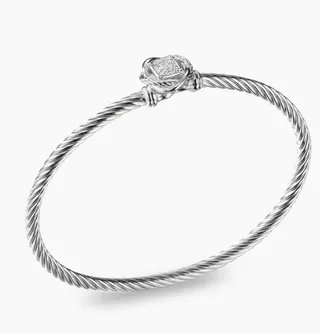 Tiffany & Co. HardWear Twisted Cable Pavé Heart Clasp Silver Bracelet