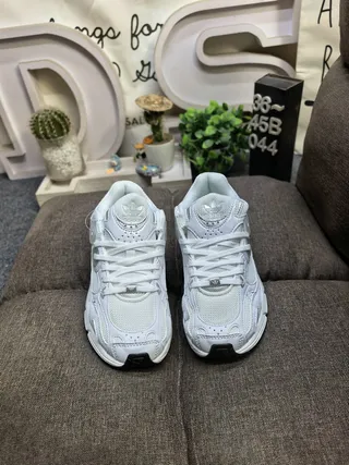 Adidas White Gray Midsole Mesh And Synthetic Overlay Construction Chunky Sneakers