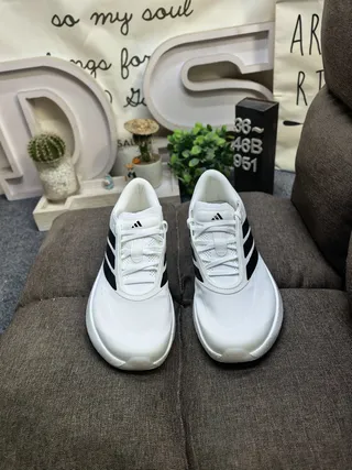 Adidas White Knit Three-Stripe Sculpted Midsole Lifestyle Sneakers
