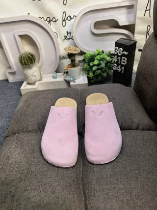 Dusty Pink Suede Cork Sole Slip-On Slippers