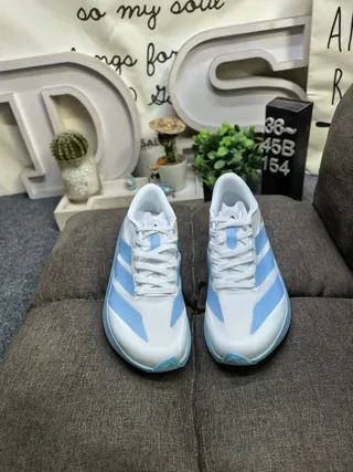 Adidas Adizero Evo SL 2 White and Light Blue Running Shoes
