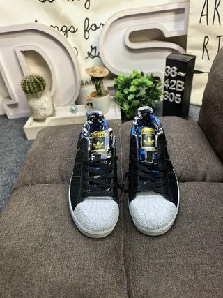Adidas Superstar Black Gold Shell-Toe Three Stripes Lifestyle Sneakers