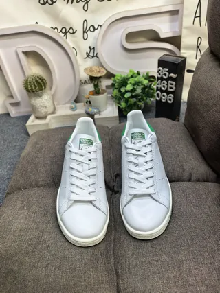 Adidas Stan Smith White and Green Lifestyle Sneakers