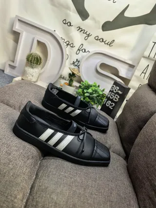 Adidas Black Three-Stripe Bow Strap Mary Jane Shoes