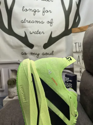 Adidas Green Black Knit Upper Three-Stripe Side Branding Running Shoes