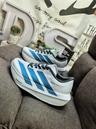 Adidas Adizero Evo SL 2 White Blue Running Shoes