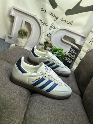 Adidas Samba Off-White and Blue Lifestyle Sneakers