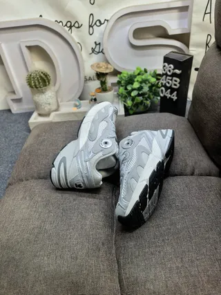 Adidas White Gray Midsole Mesh And Synthetic Overlay Construction Chunky Sneakers
