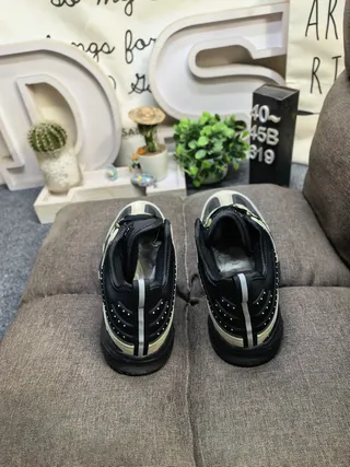 Adidas Black Army Green Sole Layered Suede And Mesh Upper Chunky Sneakers