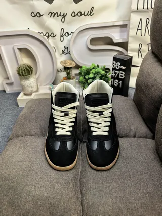 Brown Beige High-Top Leather Upper Ankle Boots