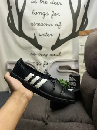 Adidas Black Three-Stripe Bow Strap Mary Jane Shoes