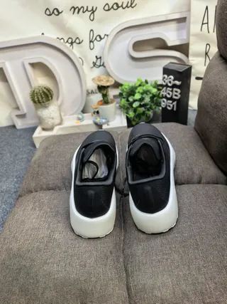 Adidas White Blue Mesh Upper Black Platform Sole Chunky Sneakers