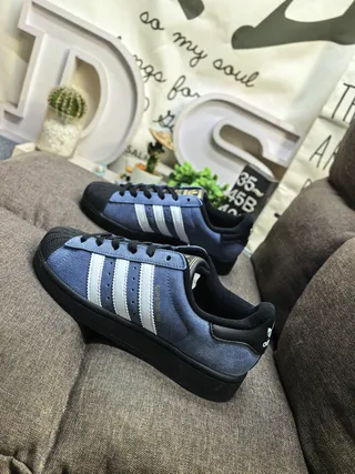 Adidas Superstar Denim Blue White Black Lifestyle Sneakers
