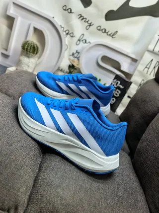 Adidas Blue Silver Engineered Mesh Upper Sculpted Dual-Density Midsole Running Shoes