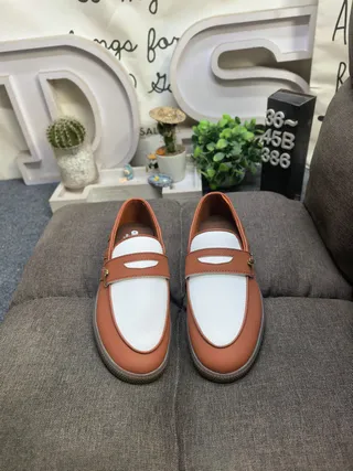 Adidas Brown White Slip-On Strap-Closure Loafer