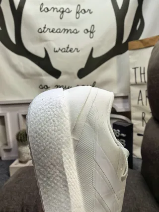 Adidas White Knit Three-Stripe Sculpted Midsole Lifestyle Sneakers