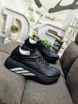 Adidas Beige Green Platform Sole Mesh Upper Chunky Sneakers