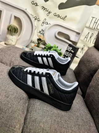 Adidas Black White Quilted Upper Three-Stripe Side Panel Lifestyle Sneakers
