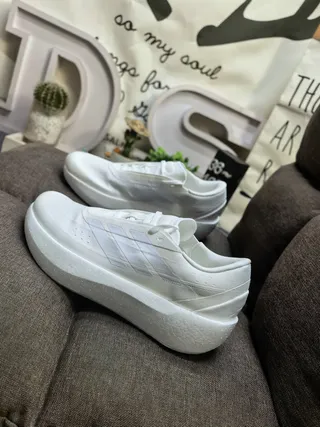 Adidas White Knit Three-Stripe Sculpted Midsole Lifestyle Sneakers