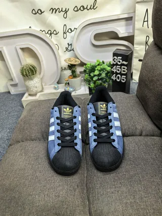Adidas Superstar Denim Blue White Black Lifestyle Sneakers