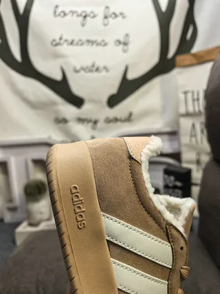 Adidas Beige Suede Shearling-Lined Lifestyle Sneakers