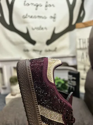 Adidas Purple Gold Glitter-Embellished Stripes Cupsole Construction Sneakers