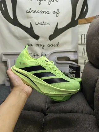 Adidas Green Black Knit Upper Three-Stripe Side Branding Running Shoes