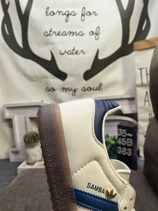 Adidas Samba Off-White and Blue Lifestyle Sneakers