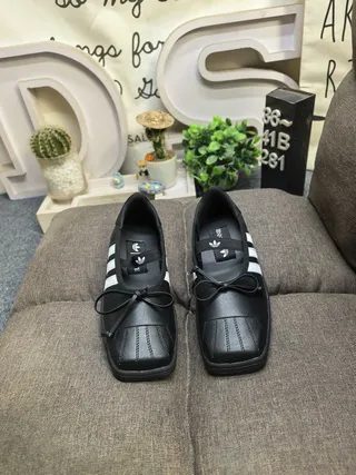 Adidas Black White Laceless Bow-Tie Vamp Mary Jane Shoes