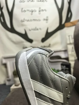 Adidas Gray White Quilted Upper Three-Stripe Side Panel Sneakers