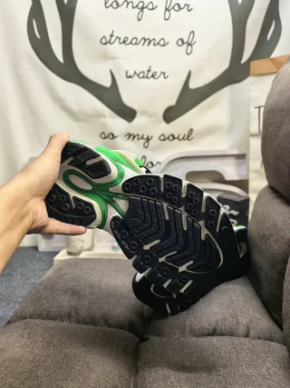 Adidas White Green Sole Mesh And Synthetic Overlays Chunky Sneakers
