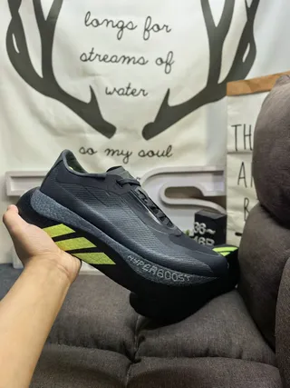 Adidas Hyperboost Gray Yellow Engineered Mesh Upper Sculpted Midsole Running Shoes