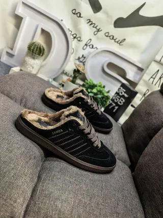 Adidas Samba Faux-Fur Lined Slip-On Lifestyle Sneakers