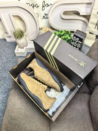 Tan Suede Perforated Low-Top Sneakers