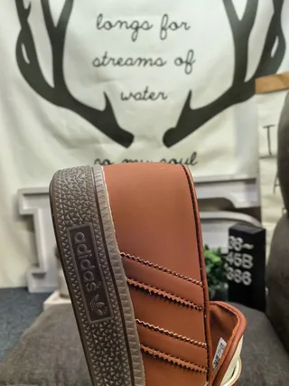 Adidas Brown White Slip-On Strap-Closure Loafer