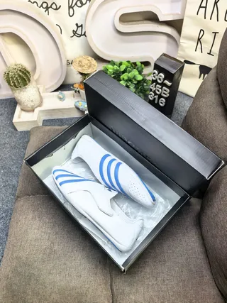 Adidas Slip-On Three-Stripe White and Blue Lifestyle Sneakers