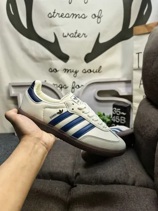 Adidas Samba Off-White and Blue Lifestyle Sneakers