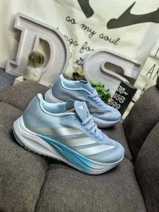 Adidas Blue Silver Engineered Mesh Upper Sculpted Dual-Density Midsole Running Shoes