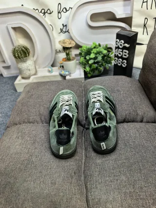 Adidas Army Green Black Suede Upper Three Stripes Lifestyle Sneakers