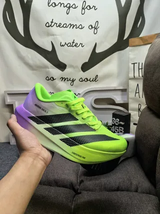 Adidas Adizero Evo SL 2 Neon Green Purple Running Shoes