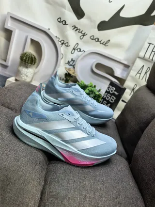 Adidas Blue Pink Lightweight Knit Upper Three-Stripe Side Panel Running Shoes