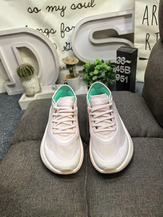 Adidas Beige Green Platform Sole Mesh Upper Chunky Sneakers