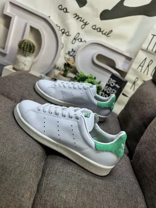 Adidas Stan Smith White and Green Lifestyle Sneakers