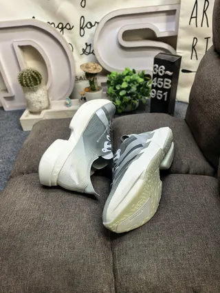 Adidas Gradient Silver-Gray Triple Stripe Sculpted Midsole Chunky Sneakers