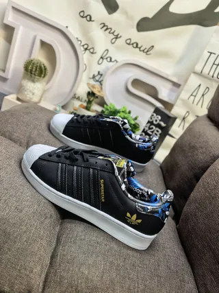 Adidas Superstar Black Gold Shell-Toe Three Stripes Lifestyle Sneakers