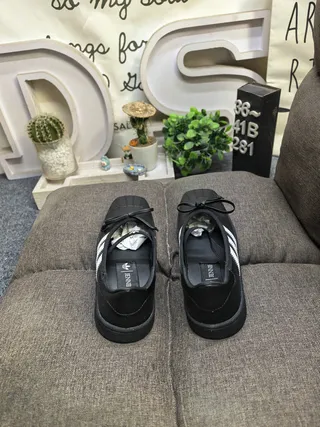 Adidas Black White Laceless Bow-Tie Vamp Mary Jane Shoes