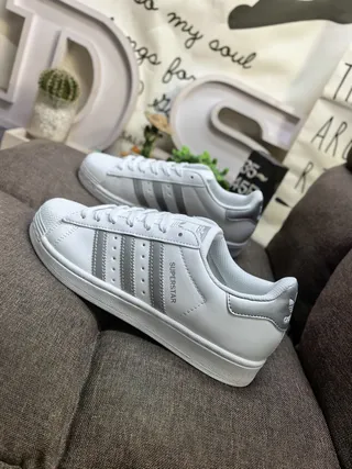 Adidas Superstar White and Gray Lifestyle Sneakers